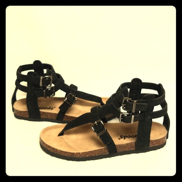 ladies black gladiator sandals